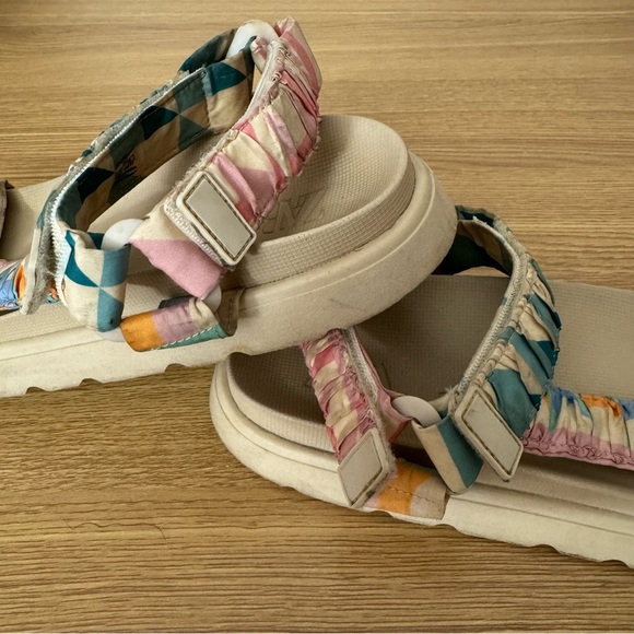 Zara Athletic Sandals Beige and Pastel Colorful Geometric Print Straps 39 (8) - Picture 9 of 9